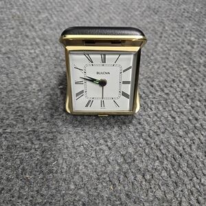 Bulova Black and Gold Travel Clock